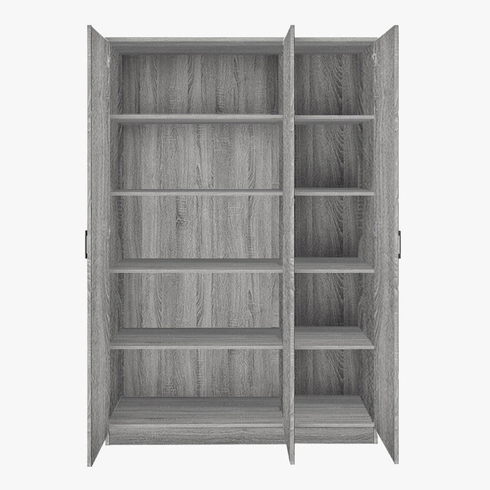 RAY XL Armoire 3 portes 4 étagères couleur chêne gris