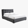 RODRIGO Lit double en tissu gris foncé avec 2 tiroirs 180x200 cm