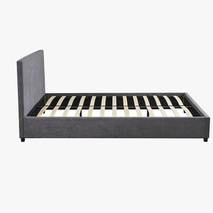ROMA TISSU Lit double en tissu gris 140x200 cm