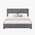 ROMA TISSU Lit double en tissu gris 140x200 cm