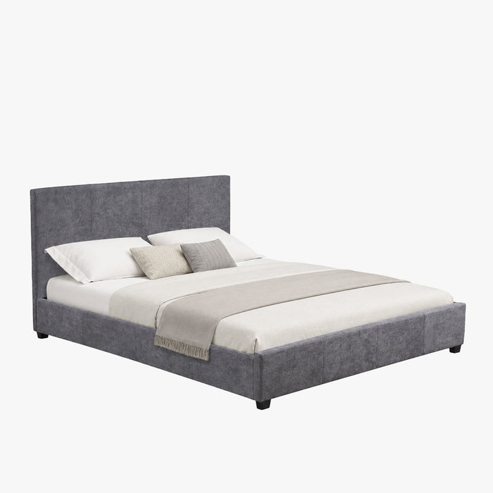 ROMA TISSU Lit double en tissu gris 160x200 cm