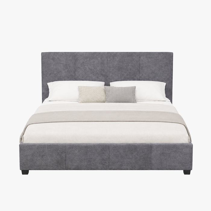 ROMA TISSU Lit double en tissu gris 160x200 cm