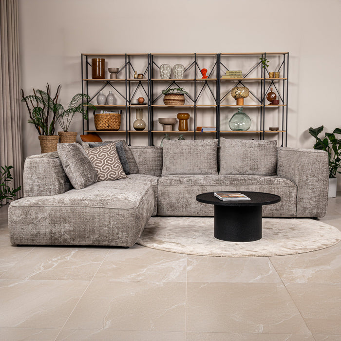 ROSIE Canapé d'angle en tissu gris - Angle gauche