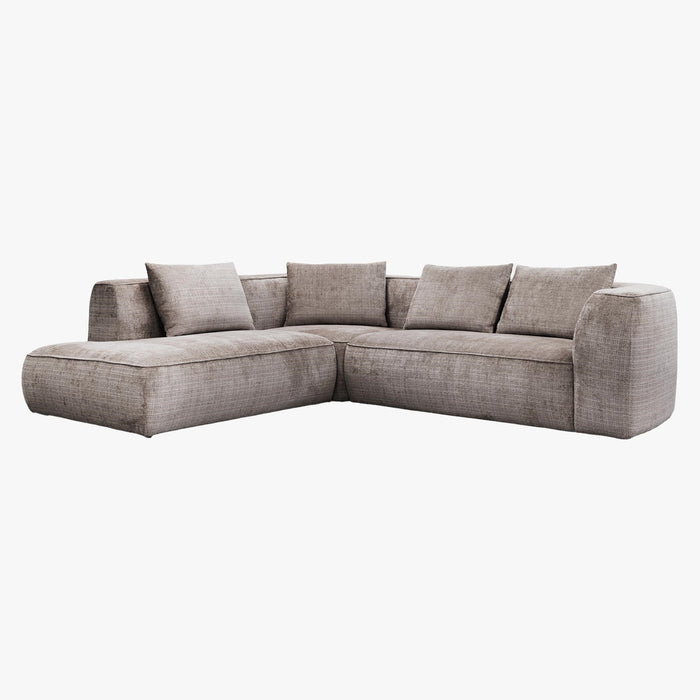 ROSIE Canapé d'angle en tissu gris - Angle gauche