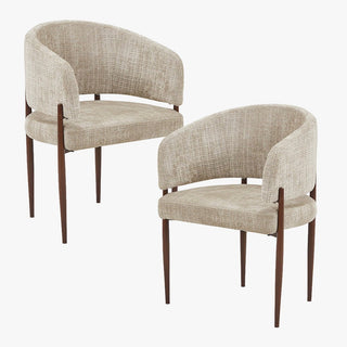 RUMA Lot de 2 chaises en tissu beige foncé pieds couleur bois
