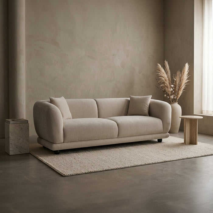 RUMY Canapé 3 places en tissu beige