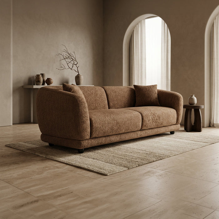 RUMY Canapé 3 places en tissu taupe foncé