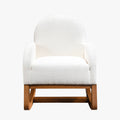RUSSO Fauteuil à bascule effet peau de mouton blanc et bois clair