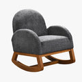 RUSSO Fauteuil à bascule effet peau de mouton gris foncé et bois clair