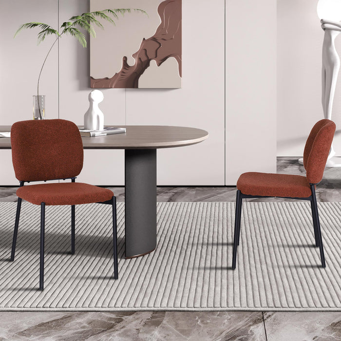 SAFIA Lot de 2 chaises en tissu rouille piètement métal noir