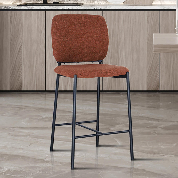 SAFIA Lot de 2 tabourets tissu rouille piètement métal noir