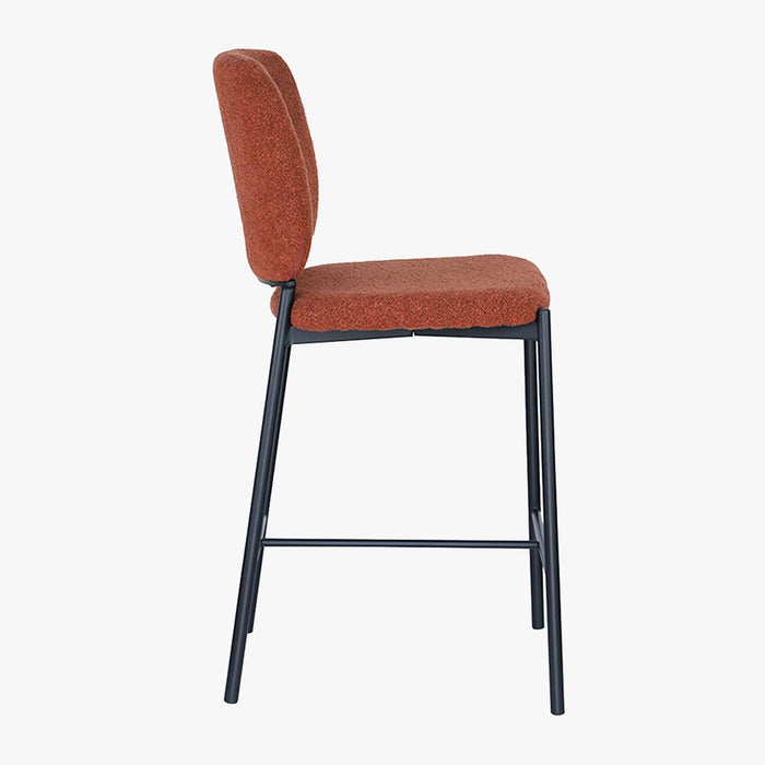 SAFIA Lot de 2 tabourets tissu rouille piètement métal noir