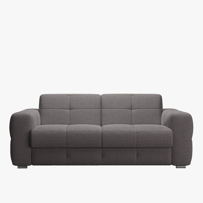 SAMINA Canapé 3 places convertible en tissu bouclette gris foncé matelas Memory 14 cm