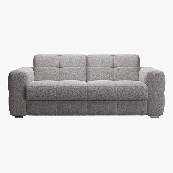 SAMINA Canapé 3 places convertible en tissu bouclette gris matelas Memory 14 cm