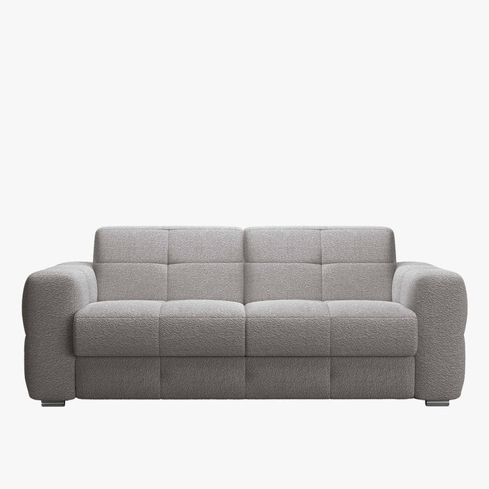 SAMINA Canapé 3 places convertible en tissu bouclette gris matelas Memory 14 cm