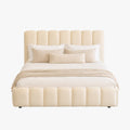 SAPHIRA Lit double en tissu beige avec coffre 140x190 cm
