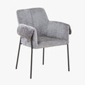 SARA Chaise en tissu gris clair pieds en métal noir