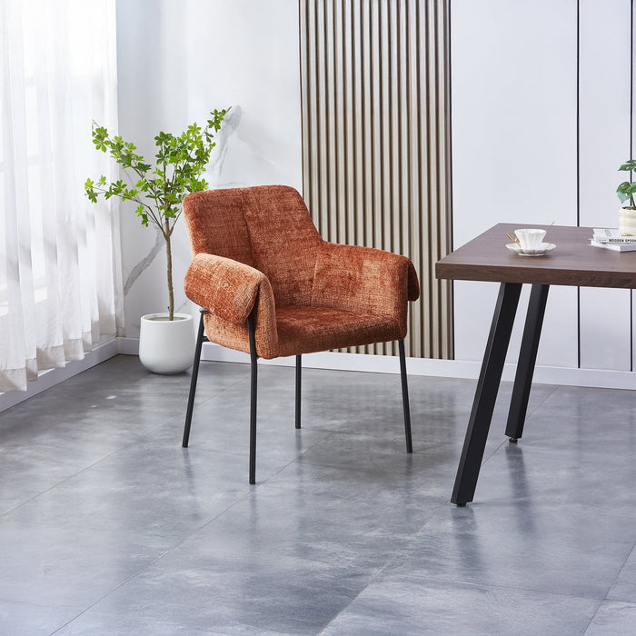 SARA Chaise en tissu terracotta pieds en métal noir