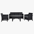 SAVIO Ensemble de mobilier de jardin 5 places avec table noir