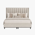 SAYA Lit coffre en tissu beige 140x190 cm