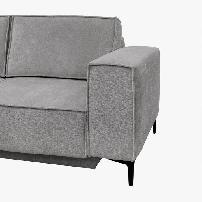 SAYLA Canapé d'angle convertible en tissu gris clair - Angle gauche