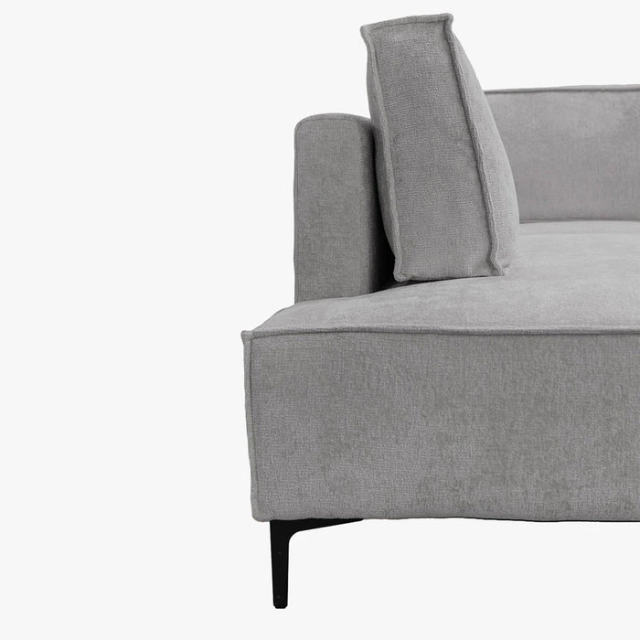 SAYLA Canapé d'angle convertible en tissu gris clair - Angle gauche