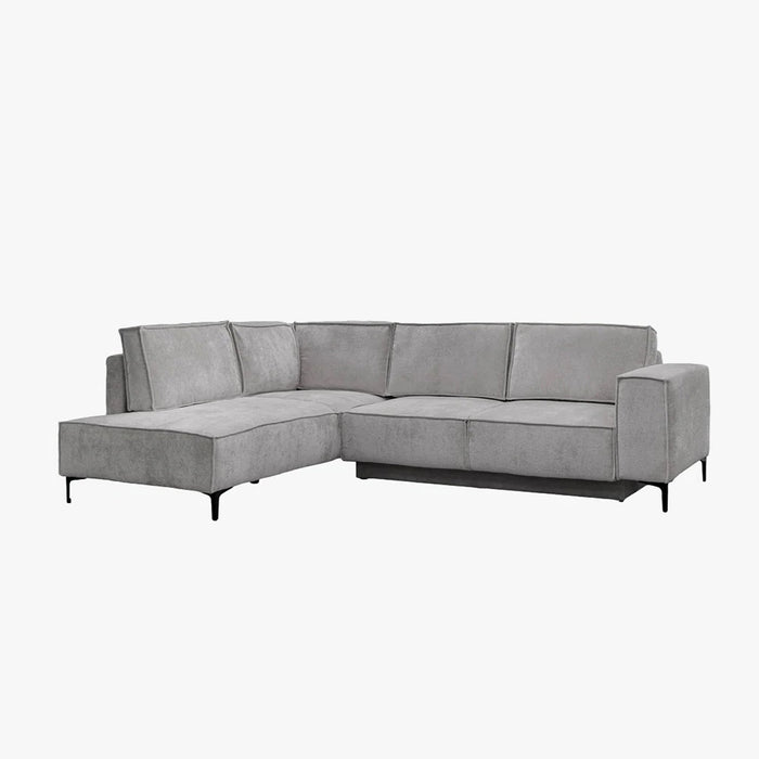 SAYLA Canapé d'angle convertible en tissu gris clair - Angle gauche