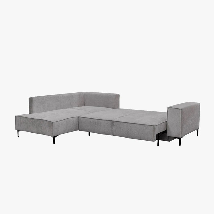 SAYLA Canapé d'angle convertible en tissu gris clair - Angle gauche