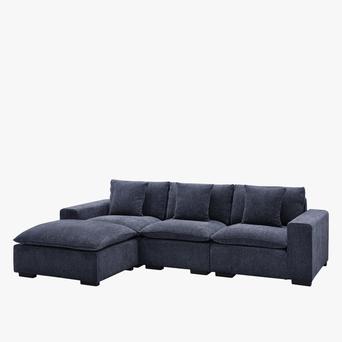 SELENIA Canapé d'angle modulable et réversible en tissu bleu