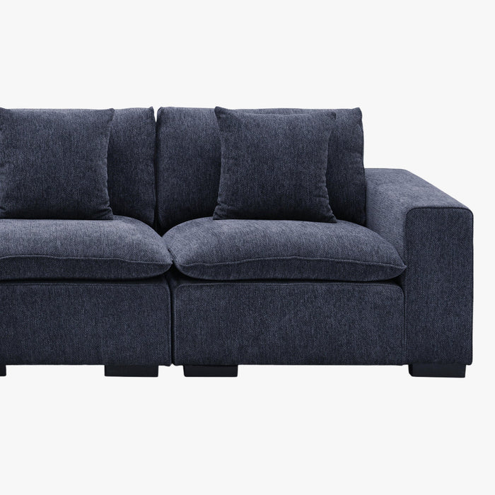 SELENIA Canapé d'angle modulable et réversible en tissu bleu