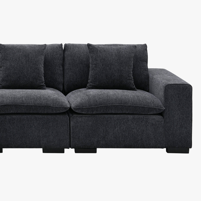 SELENIA Canapé d'angle modulable et réversible en tissu gris foncé