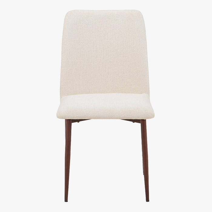 SELIA Lot de 2 chaises en tissu beige pieds couleur bois foncé