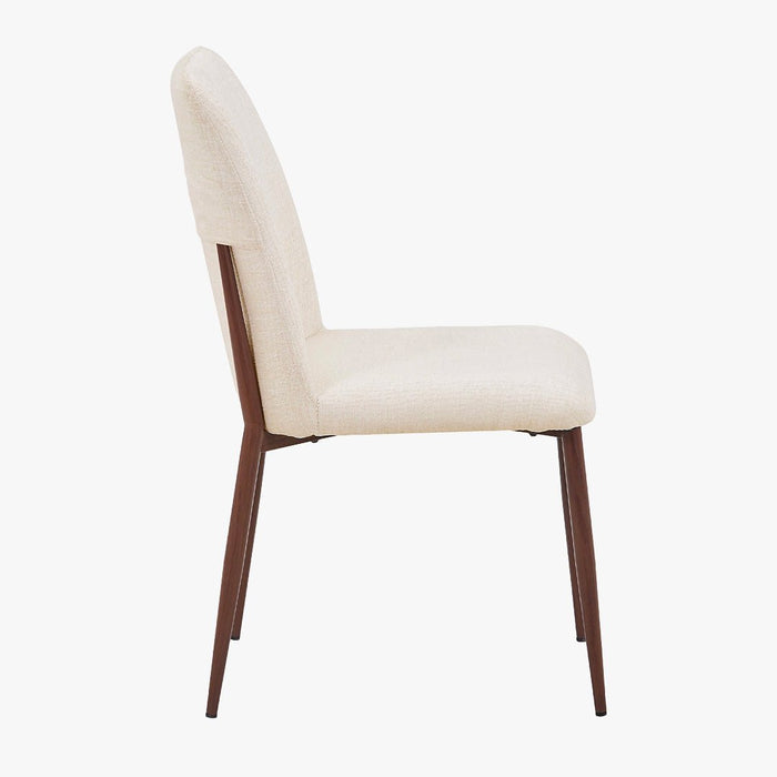 SELIA Lot de 2 chaises en tissu beige pieds couleur bois foncé
