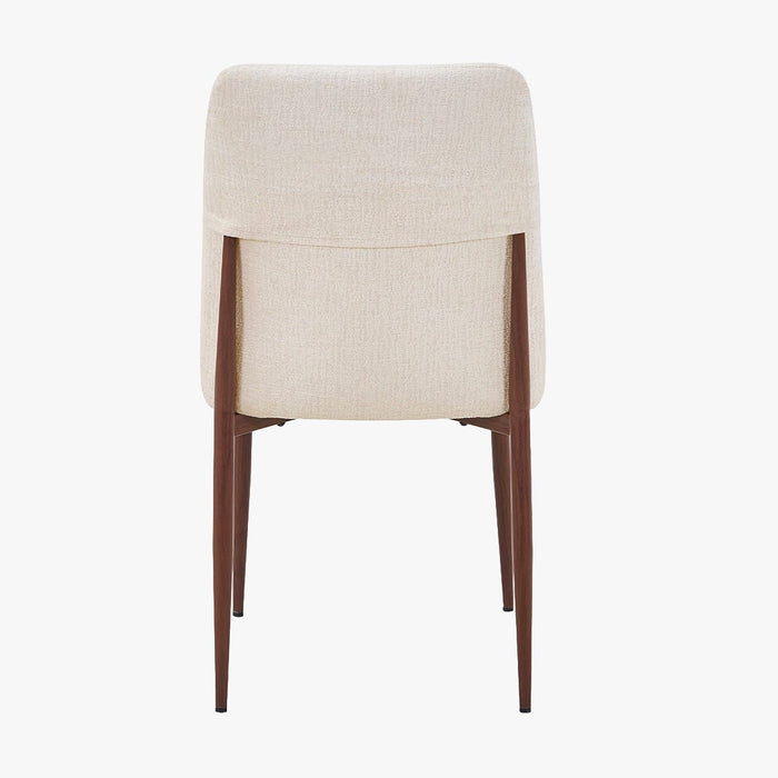 SELIA Lot de 2 chaises en tissu beige pieds couleur bois foncé