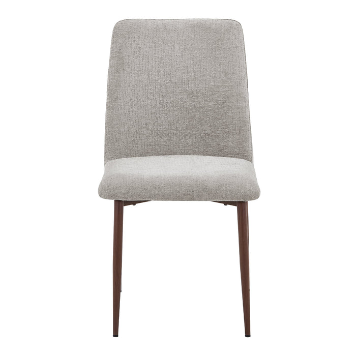 SELIA Lot de 2 chaises en tissu taupe clair pieds couleur bois foncé