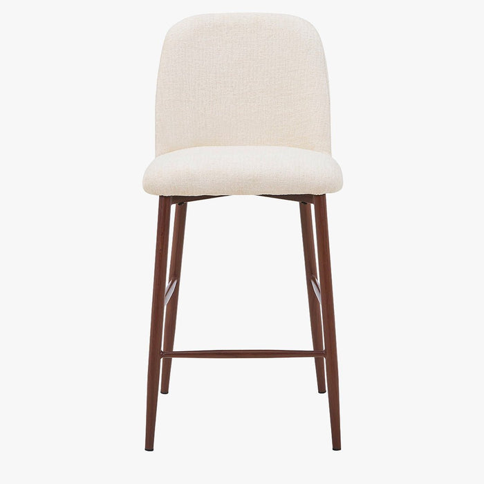 SELIA Lot de 2 tabourets en tissu beige pieds couleur bois foncé