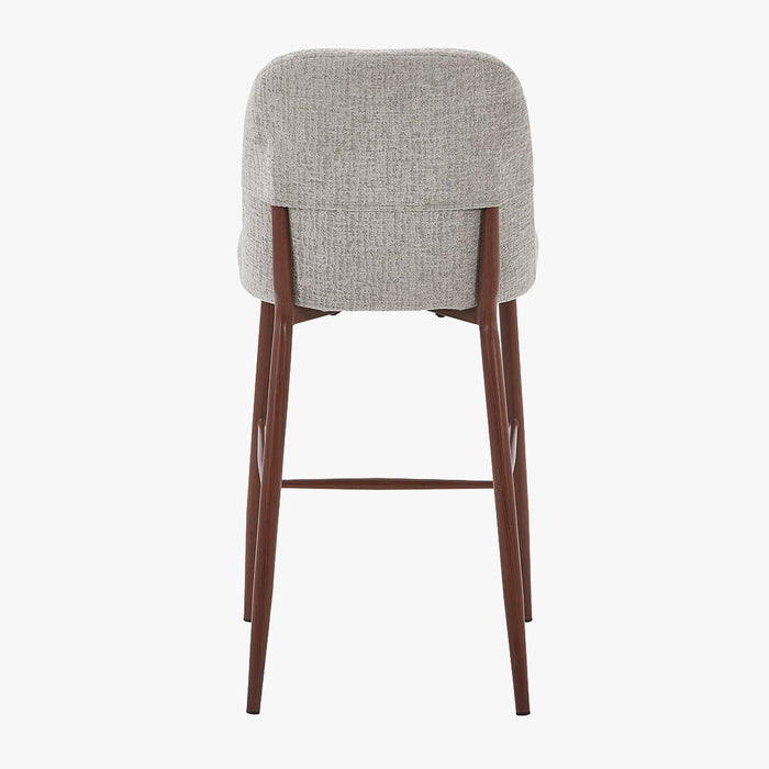 SELIA Lot de 2 tabourets en tissu taupe clair pieds couleur bois foncé