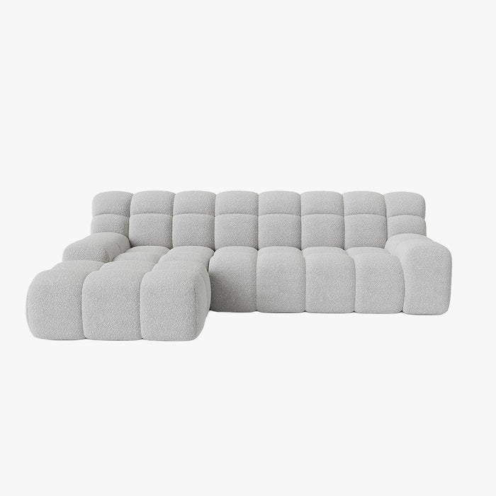 SERENA Canapé d'angle tissu bouclette gris clair - Angle gauche