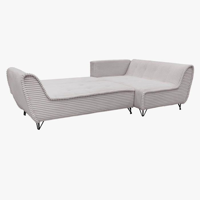 SEYNA Canapé d’angle convertible avec coffre en velours côtelé gris- Angle droit