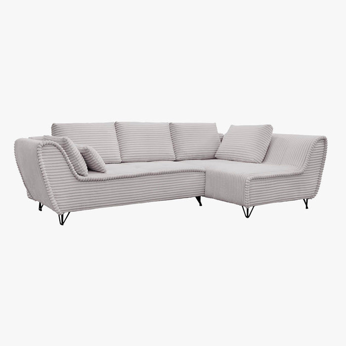 SEYNA Canapé d’angle convertible avec coffre en velours côtelé gris- Angle droit