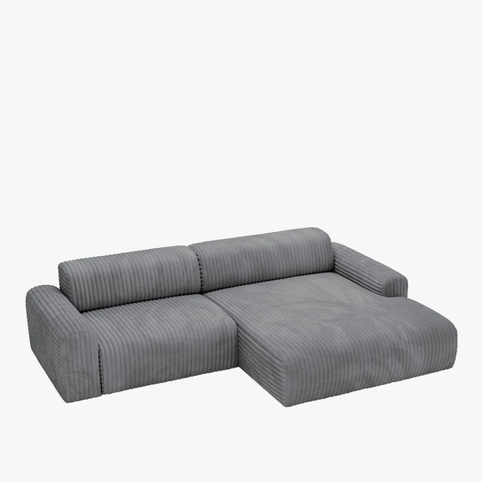SOFIA Canapé d'angle en velours gros côtelé gris foncé - Angle droit – Canapés d'angle – vue 2