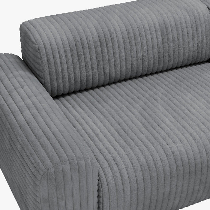 SOFIA Canapé d'angle en velours gros côtelé gris foncé - Angle droit