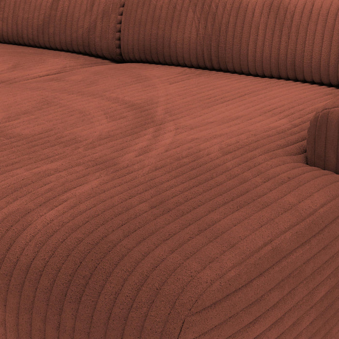 SOFIA Canapé d'angle en velours gros côtelé terracotta - Angle droit