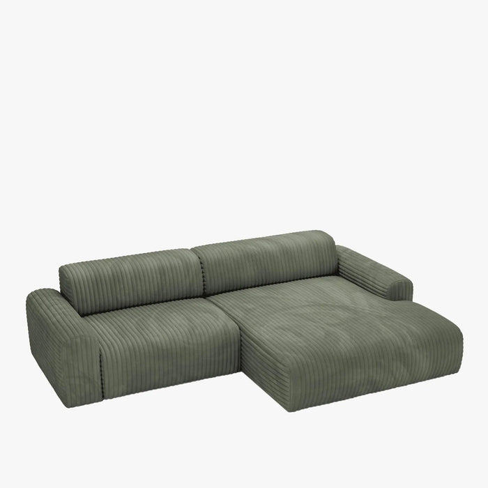 SOFIA Canapé d'angle en velours gros côtelé vert - Angle droit – Canapés d'angle – vue 2