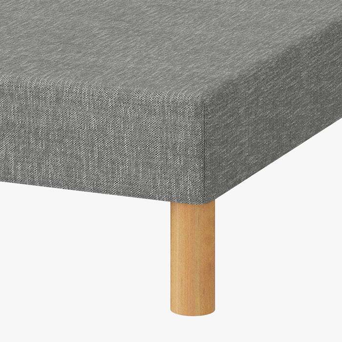 SPRING Sommier tapissier tissu gris piètement en bois 80x200 cm