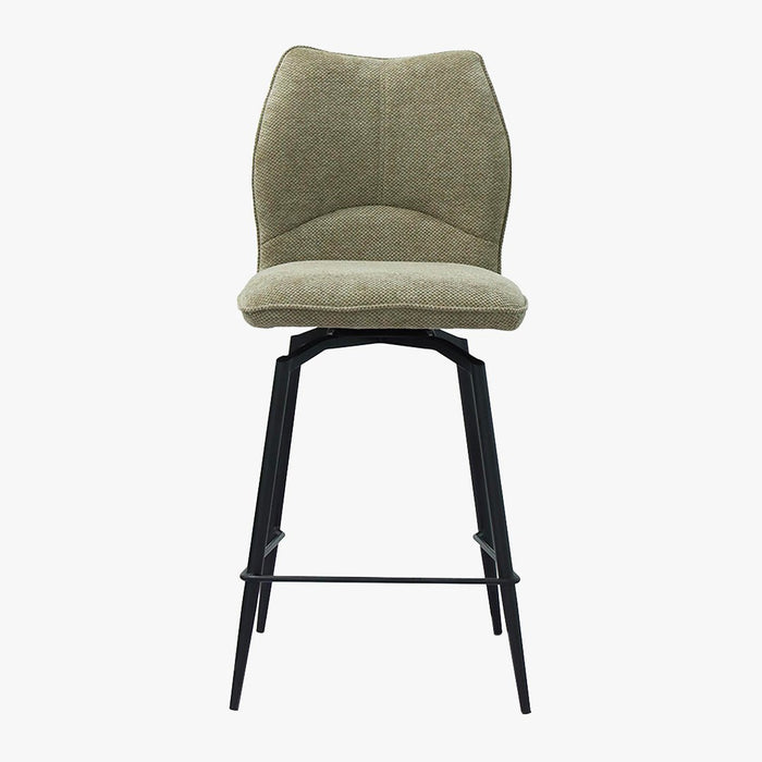 STELA Lot de 2 tabourets pivotants en tissu taupe piètement métal noir