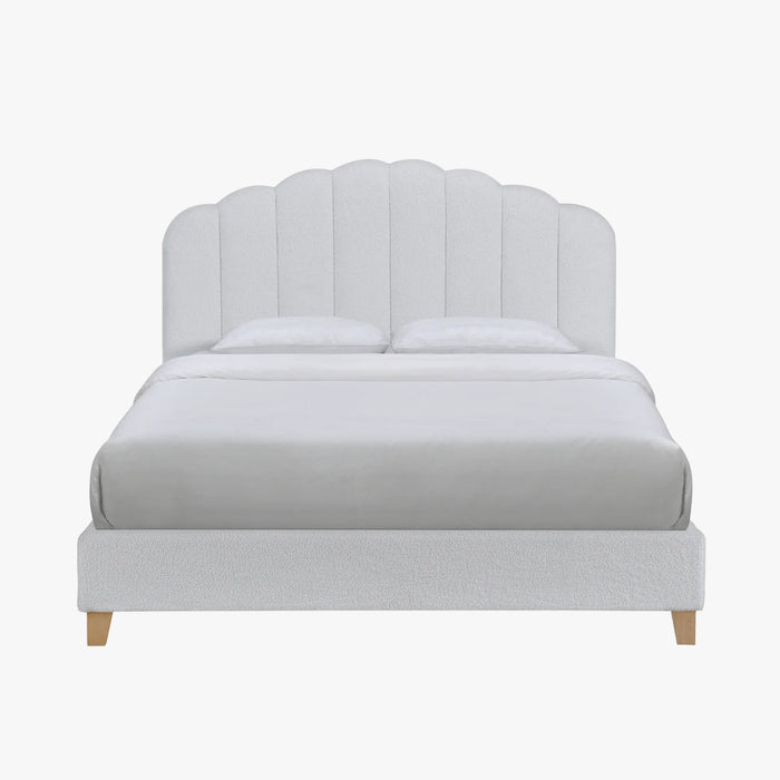 SULIA Lit double effet peau de mouton écru 140x190 cm