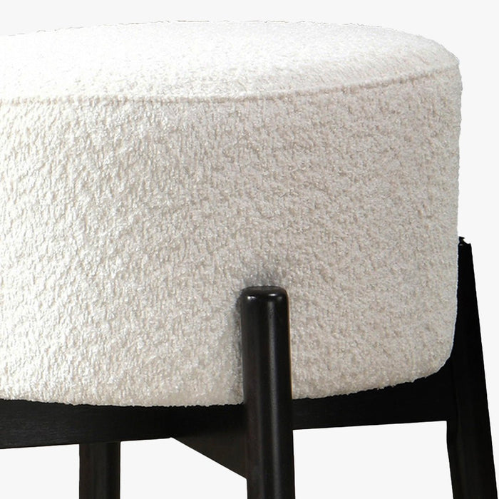 SULLY Lot de 2 tabourets effet peau de mouton blanc et bois noir