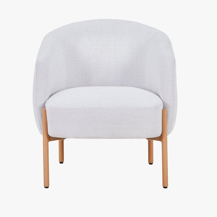 SYLIA Fauteuil en tissu blanc écru pieds couleur bois