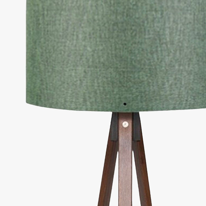 SYMO Lampe sur pieds avec abat jour en PVC vert pieds couleur bois foncé